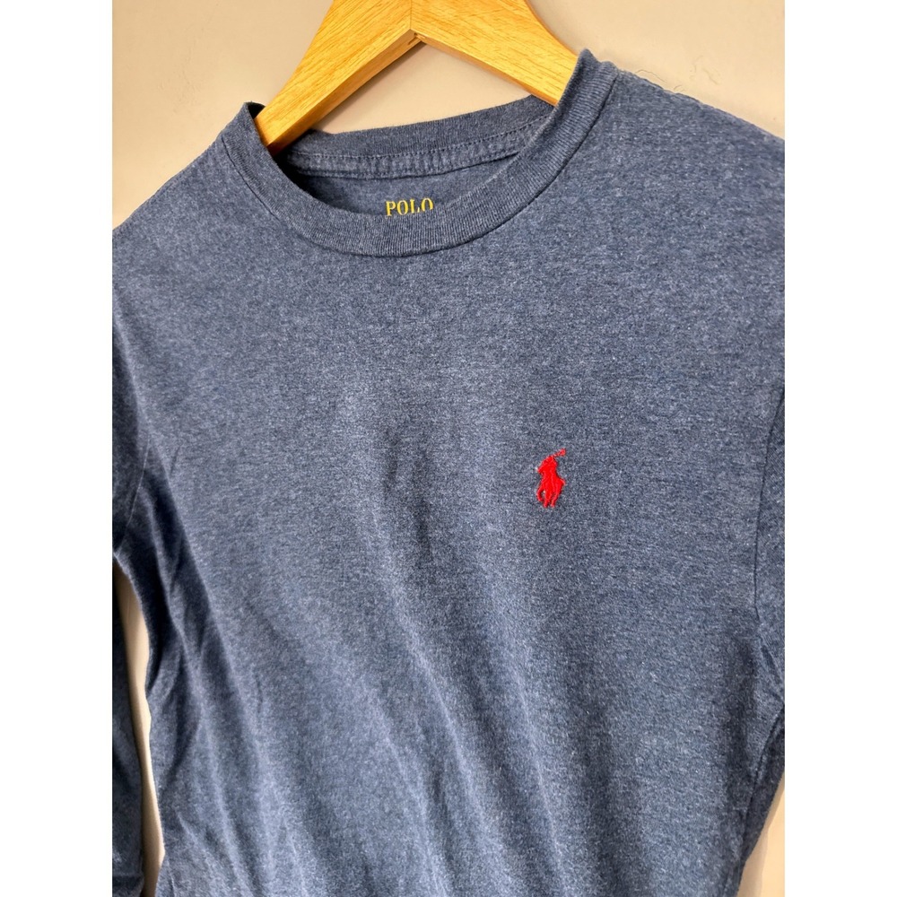 Polo Ralph Lauren Kids Blue Heather Long Sleeve Pony Logo T-Shirt Size M 10-12